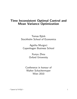 Time Inconsistent Optimal Control and Mean Variance Optimization