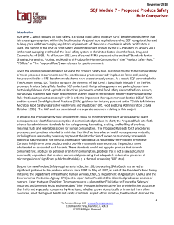 SQF Module 7 – Proposed Produce Safety Rule Comparison