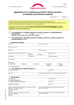 Application for a residence permit for family