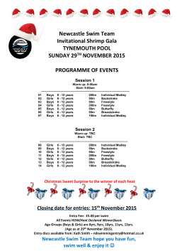 programme of events - Tynedale Amateur Swimming Club