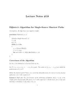 Lecture Notes c Dijkstra`s Algorithm for Single