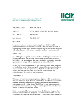 INTERPRETATION: IIAR SRC 2011-2 SUBJECT: ANSI / IIAR