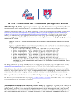 US Youth Soccer statement on U.S. Soccer`s birth