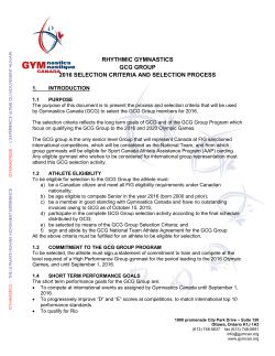 rhythmic gymnastics gcg group 2016 selection criteria and selection