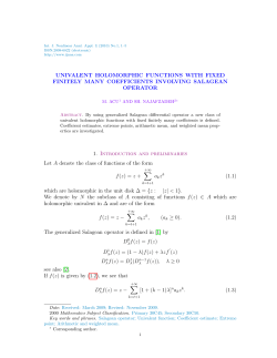UNIVALENT HOLOMORPHIC FUNCTIONS WITH FIXED FINITELY
