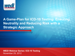 A Game-Plan for ICD-10 Testing: Ensuring Neutrality and