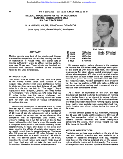 MEDICAL IMPLICATIONS OF ULTRA MARATHON RUNNING