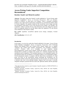 Access Pricing Under Imperfect Competition Reconsidered1