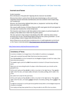 Consistency of Tense and Subject / Verb Agreement &ndash; Mr Cates