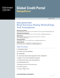 Bond Insurance Rating Methodology And Assumptions