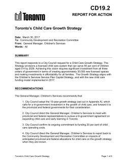 Toronto`s Child Care Growth Strategy