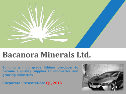 January 14 2016 Bacanora Minerals Corporate Presentation Q1 2016