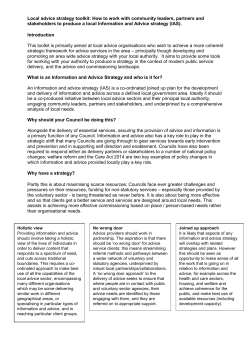 Local advice strategy toolkit - Advice Service Transition Fund