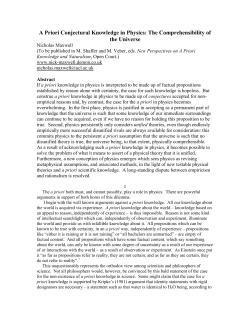 A Priori Conjectural Knowledge in Physics - Philsci