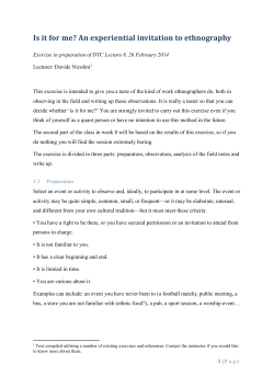 Is it for me? An experiential invitation to ethnography