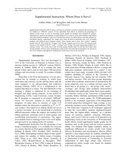 Supplemental Instruction: Whom Does it Serve?