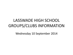 LASSWADE HIGH SCHOOL GROUPS/CLUBS INFORMATION