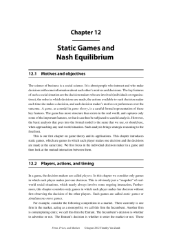 Static Games and Nash Equilibrium