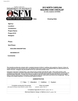 2012 NC Building Code Plan Review Checklist