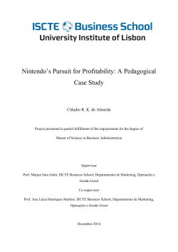 Nintendo`s Pursuit for Profitability: A Pedagogical Case Study