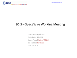 SOIS Apps and Plug-and-Play, SpaceWire WG Meeting