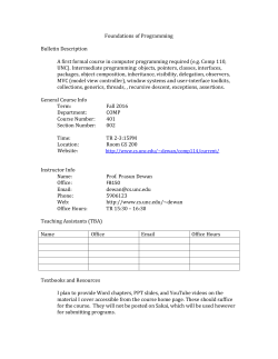 Foundations of Programming Bulletin Description A first formal