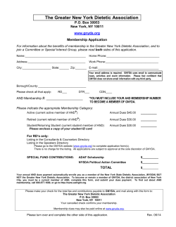 New membership application - Greater New York Dietetic Association