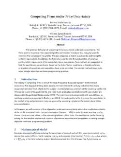 Competing Firms under Price Uncertainty