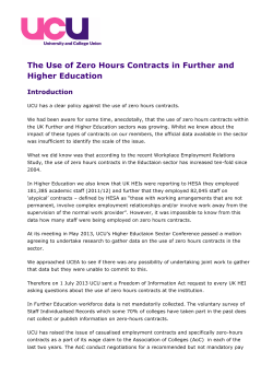 The Use of Zero Hours Contracts in Further and Higher Education