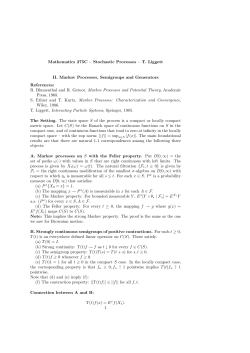 Mathematics 275C &ndash; Stochastic Processes &ndash; T. Liggett II. Markov