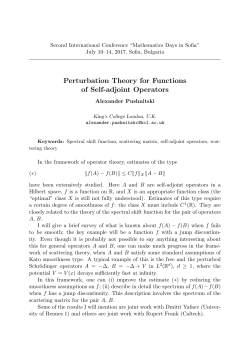 Alexander Pushnitski. Perturbation Theory for Functions of Self
