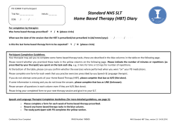 Standard NHS SLT Home Based Therapy (HBT) Diary