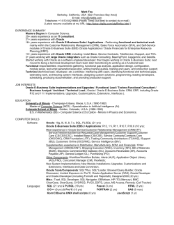 Mark Foy`s Resume/CV