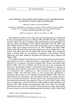 LIFE-HISTORY STRATEGIES FOR ENERGY GAIN AND