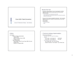 Econ 2230: Public Economics Review from last Outline 1. Dominant