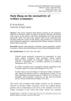 Mark Blaug on the normativity of welfare economics