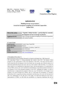 1 - Unit E.2 &ndash; Subsidiarity Network / Europe 2020 Monitoring