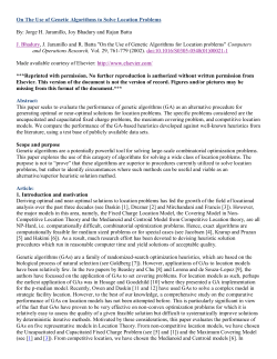 On The Use of Genetic Algorithms to Solve Location