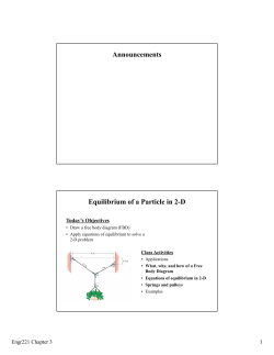 Announcements Equilibrium of a Particle in 2-D