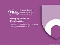 HRM Strategy and its Fit to Organisational Goals