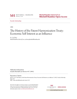 The History of the Patent Harmonization Treaty: Economic Self