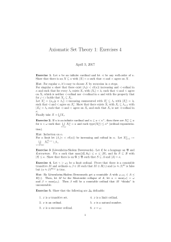 Axiomatic Set Theory 1: Exercises 4
