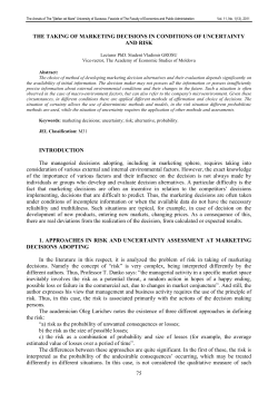 75 THE TAKING OF MARKETING DECISIONS IN CONDITIONS OF