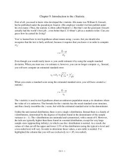 Chapter 9: Introduction to the t Statistic