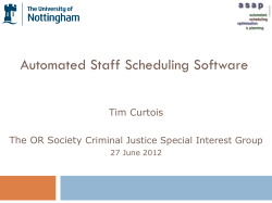 Rostering software demo - Operational Research Society