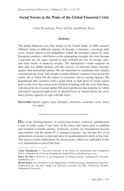 Social Norms in the Wake of the Global Financial Crisis