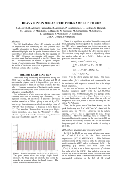 HEAVY IONS in 2012 and the programme up to 2021