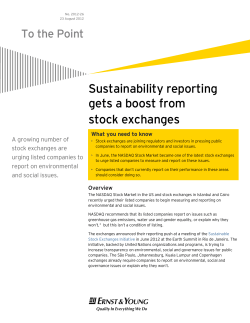 To the Point: Sustainability reporting gets a boost from stock