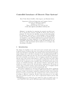 Controlled Invariance of Discrete Time Systems? - JHU