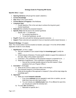 Page 1 of 3 Strategy Guide for Preparing NIH Grants Specific Aims